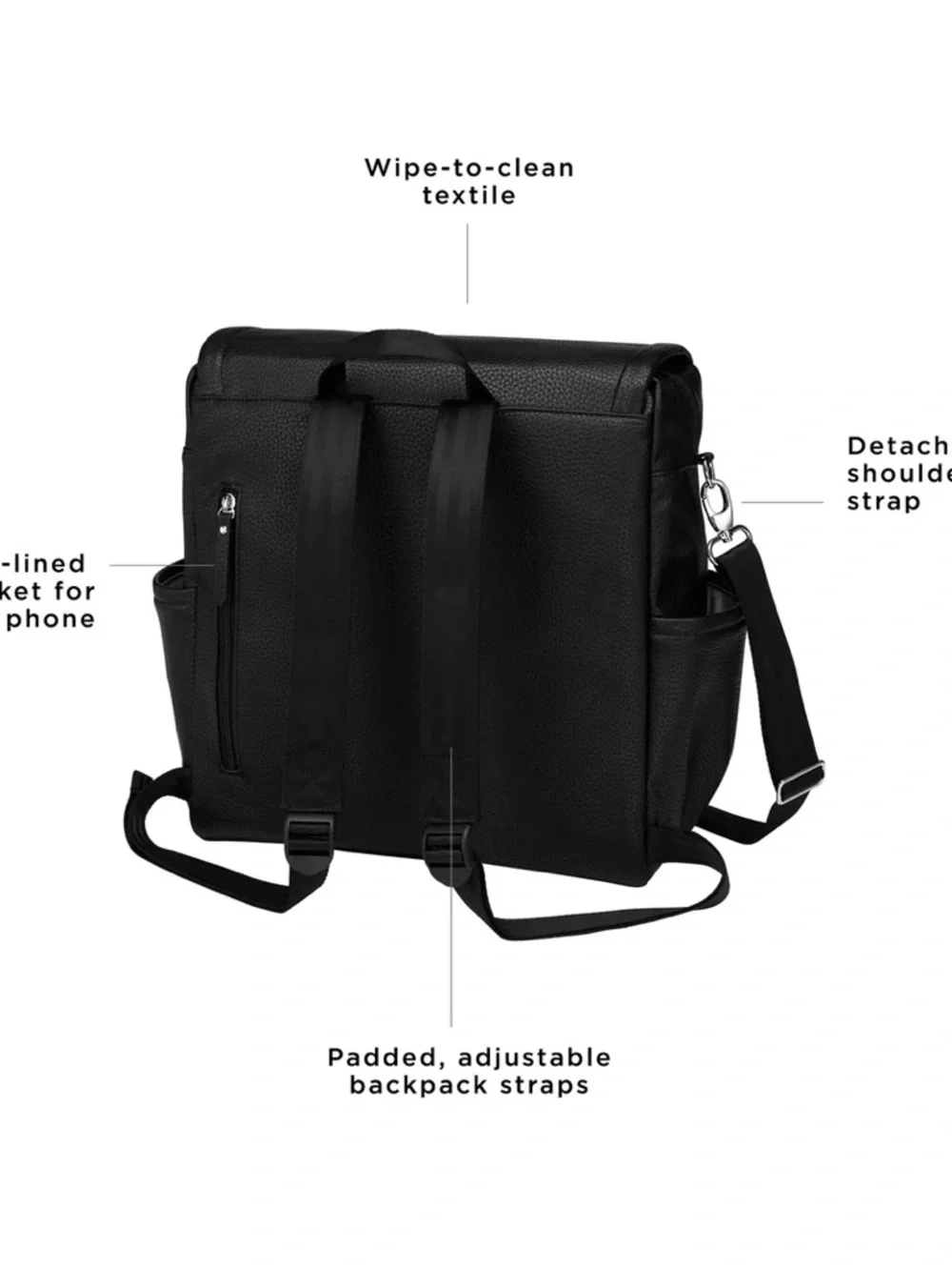 Petunia Pickle Bottom Black Textured Messenger Bag for Men